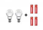 Eveready B22 Base 7-Watt LED Bulb (Pack of 2, Cool Day Light) with Free 4 1015 AA carbon zinc batteries