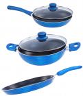 Nirlon Non-Stick Aluminium Cookware Set, 3-Pieces, Blue (Forged_FT28FP24KD22)