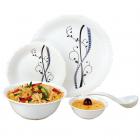 Ruchi Fiesta Unbreakable Floral Prints Dinner Set, 28-Pieces, Black