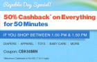 50% Cashback on Everything for 50 minutes