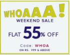 Flat 55% off on Rs. 999 & above + 15% cashback with Mobiwik