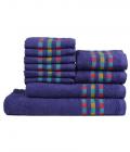 Trident Set of 10 Cotton Towels - Blue