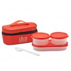 Ruchi Food Fresh Plastic Tiffin Set, 350ml, 5-Pieces, Red