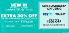 Extra 30% off + 50% cashback on using paytm wallet