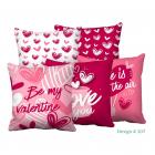 TIB® Polyester Valentine Print Quotes (Be My Valentine) Premium Cushion Cover (Pink, 16x16 inch) - Combo Set of 5