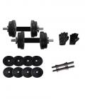 VIris 8kg Rubber Dumbbells + Rubber Coated Dumbbells Rods