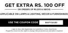 100 off on 200 (Applicable only on lamps, lighting, decor & furnishings)