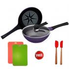 Wonderchef Diamond Coated Induction Base Pan Set with Free Gifts, 3-Pieces