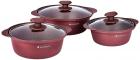 Wonderchef Aluminum Casserole with Lid Set, 6-Pieces, Red