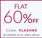 Flat 60% off + Extra 15% cashback on All Products