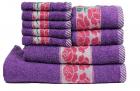 Trident 425 GSM Floral Collection 9 Pcs Towel set, Purple (Bath,Hand & Face Towel Set) - Purple & Pink