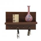 Solimo Wall-Mounted Wall Shelf with Key Hook (Matte Finish, Walnut)