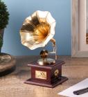 Gold Brass Brass & Wood Gramophone by Exim Decor