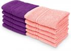 Swiss Republic 10 Piece Cotton Bath Linen Set  (Purple, Peach, Pack of 10)