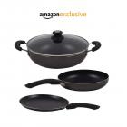 Lifelong Popular Induction Non-Stick Cookware Set, 3-Pieces, Black/Grey