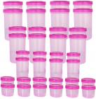 Bel Casa 36pcs Lock & Store Spin - 1400 ml, 1000 ml, 730 ml, 300 ml Plastic Grocery Container  (Pack of 36, Pink)