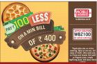 Rs. 100 off on orders of Rs. 400 + 15% cashback with mobikwik Payment