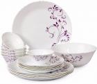 Cello Purplehues Pack of 19 Dinner Set  (Opalware)