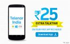 Get 25 Extra talktime on 1st recharge on Telenor App india