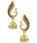 Voylla Alloy Gold Plated Pearl Golden Peacock Inspired Jhumkis