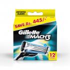 Gillette Mach 3 Manual  Shaving Razor Blades (Cartridge) 12s pack