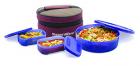Signoraware Classic Plastic Lunch Box Set with Bag, 800ml, Deep Violet