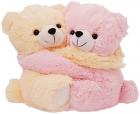 Dimpy Stuff Cute Pink and Cream Bear Couple Soft Toy, Pink (9.8-inch)