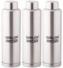 Nirlon Stainless Steel Water Bottle Set, 1 Litre, Set of 3, Silver