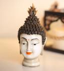 White Polyresin Buddha Face Idol by Karigaari India