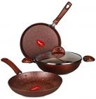 Pigeon Prism Nonstick Induction Base Aluminium Cookware Set, Set of 3, Purple