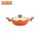 Nirlon Aluminium Deep Kadai with Lid, 3 Litres, Orange