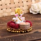 eCraftIndia Lord Ganesha Idol on Decorative Plate with Tea Light Holder