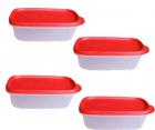 Tupperware Smart Saver Plastic Container Set, 500ml, Set of 4, Red