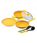 Wonderchef Da Vinci Yellow Aluminium Cookware Set With Free Spoon & Spatula 3 Pcs