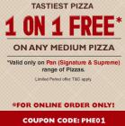 Buy 1 Get 1 Free on Pizza