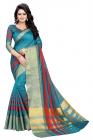 PerfectBlue Cotton Saree with Blouse Piece