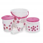 Cello Classic 5 Piece Polypropylene Bathroom Set - Pink