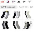 Set of 18 Multi Branded Socks [Adidas,Nike,Puma,Jockey,Tommy Hilfiger,Reebok] 