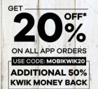 Get Flat 20% off on all app orders + Additional 50% money back
