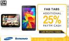 Get additional 25% Paytm Cash on Tablets