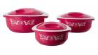 Solimo Sparkle Insulated Casseroles Set with Roti Basket, 3-Piece, Pink