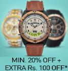 Branded Watches at Upto 60% Off + Extra Rs .100 Off