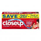 Closeup Ever Fresh Red Hot Gel Toothpaste - 150 g (Pack of 2, Save Rupees 20)