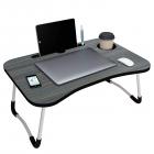 Story@Home foldable portable adjustable multifunction laptop study lapdesk table for breakfast serving bed tray office work gaming watching movie on bed/couch/sofa/floor with cup slot and tablet/ipad/notebook holder stand - Black & Brown