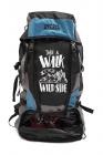 Mufubu Presents Get Unbarred 55 LTR Rucksack for Trekking, Hiking with Shoe Compartment (Black/Blue)