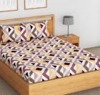 Flipkart SmartBuy 104 TC Cotton Double Geometric Bedsheet  (Pack of 1, Yellow)