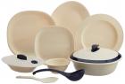 Signoraware Square Dinner Set, 36-Pieces, Off White/Blue