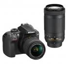Nikon D3400 Digital Camera Kit (Black) + Lens AF-P DX Nikkor 18-55mm f/3.5-5.6G VR + AF-P DX Nikkor 70-300mm f/4.5-6.3G ED VR + 16 GB Class 10 SD Card + DSLR Bag