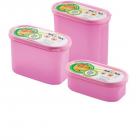 Nayasa Vital Oval Plastic Container, 3-Pieces, Pink
