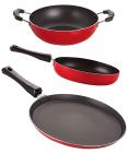 Nirlon 3 Piece Gas Compatible Aluminium Cookware Set with Bakelite Handle